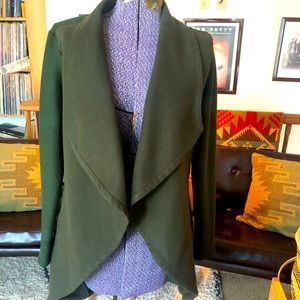 Long army green felt coat size M